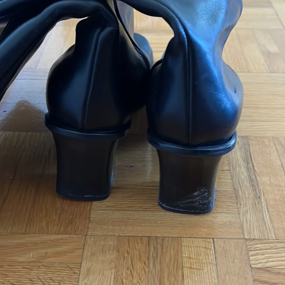 High boots black genuine leather size 9 Italy - Picture 5 of 7